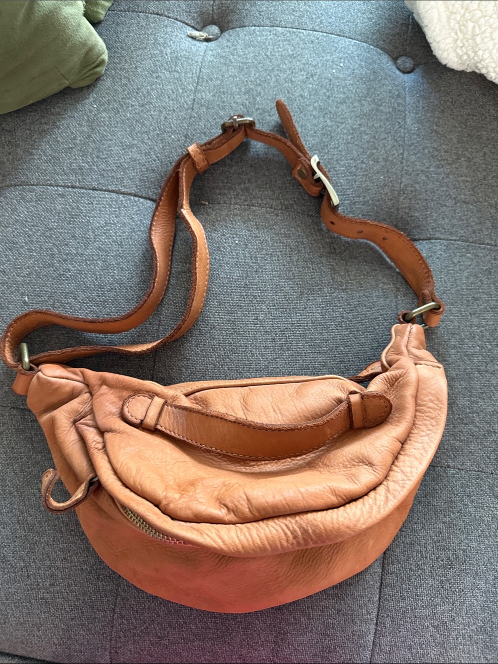 PurseN Soft Brown Crescent Mini Crossbody